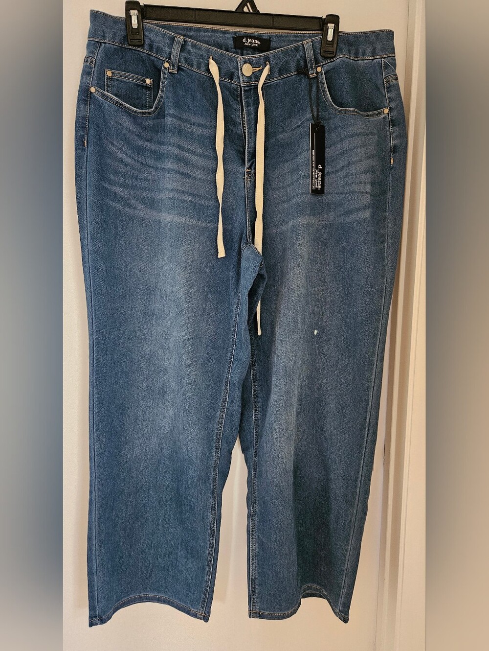 d.jeans New York Women's Plus Size 18W Mid Rise Knit Denim Wide Leg Jeans NWT